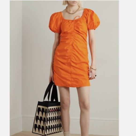 Ganni Dresses & Skirts - GANNI Ruched Puff Sleeve Mini Dress NEW